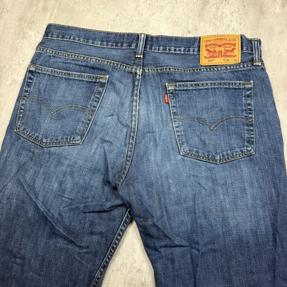 Levi's 514 100% Cotton 36x30 Dark Wash Slim Fit Blue Jeans Workwear Denim zusa